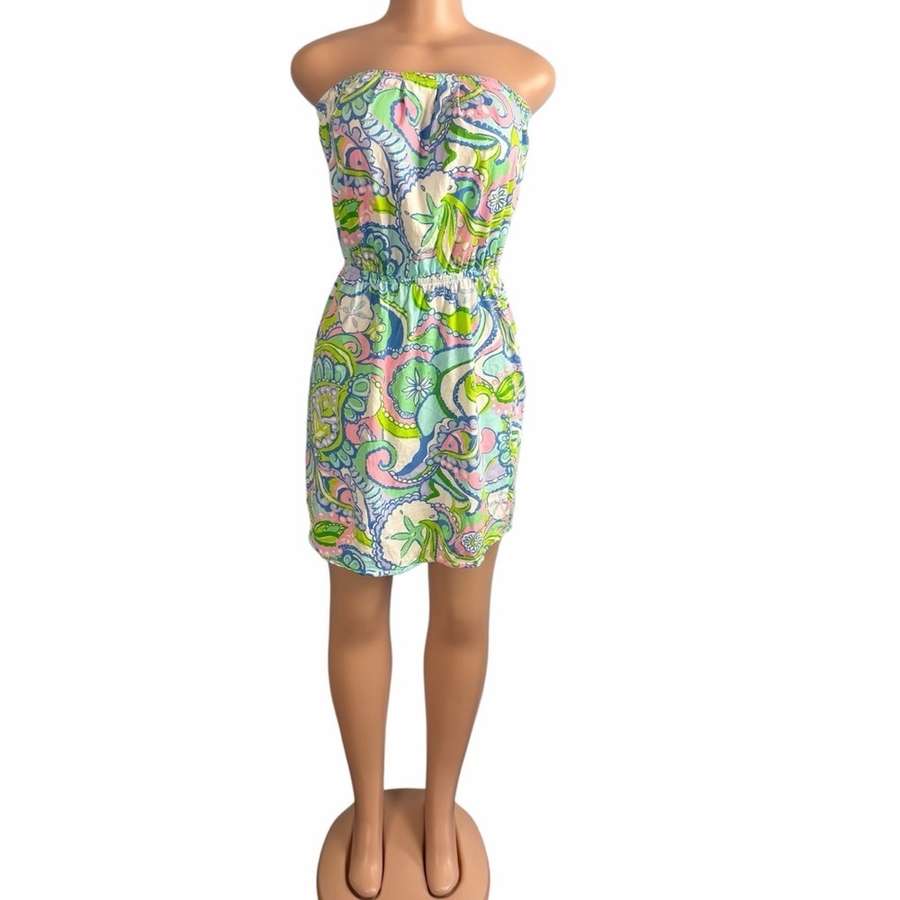 Lilly Pulitzer Windsor Strapless Jersey Dress Multi Conch Republic - Picture 3 of 9
